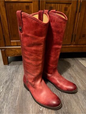 Frye Women’s size 8B Tall Red Leather Riding Boots